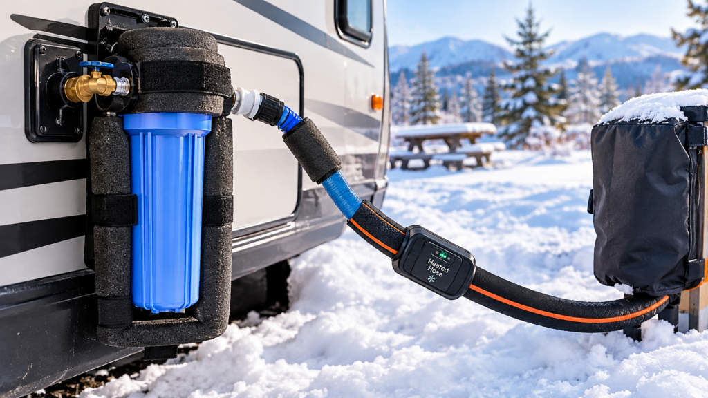 RV water filter freezing in winter prevention