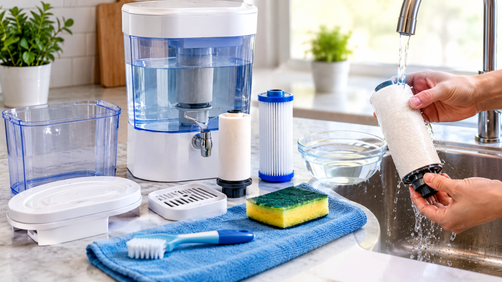 How to clean and maintain a countertop water filter