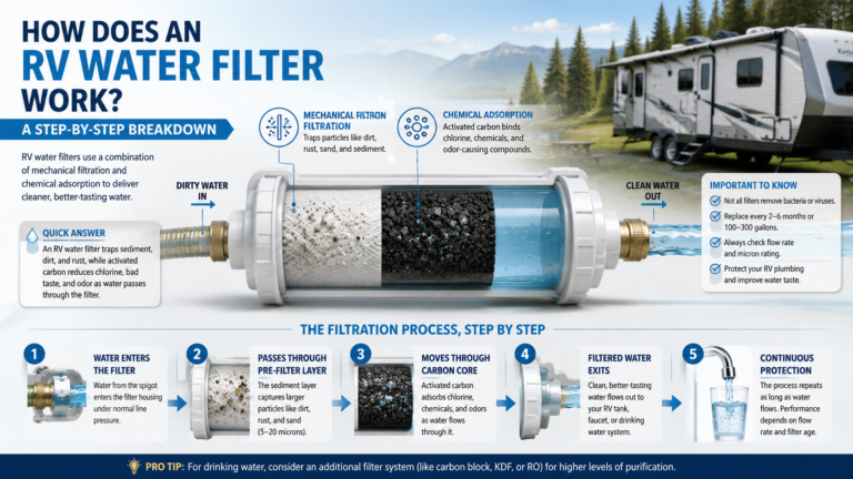 How does an RV water filter work step by step