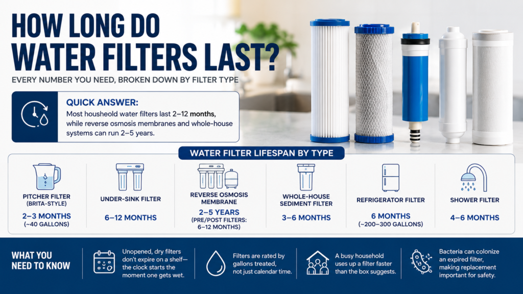 How long do water filters last by type with water filter lifespan guide
