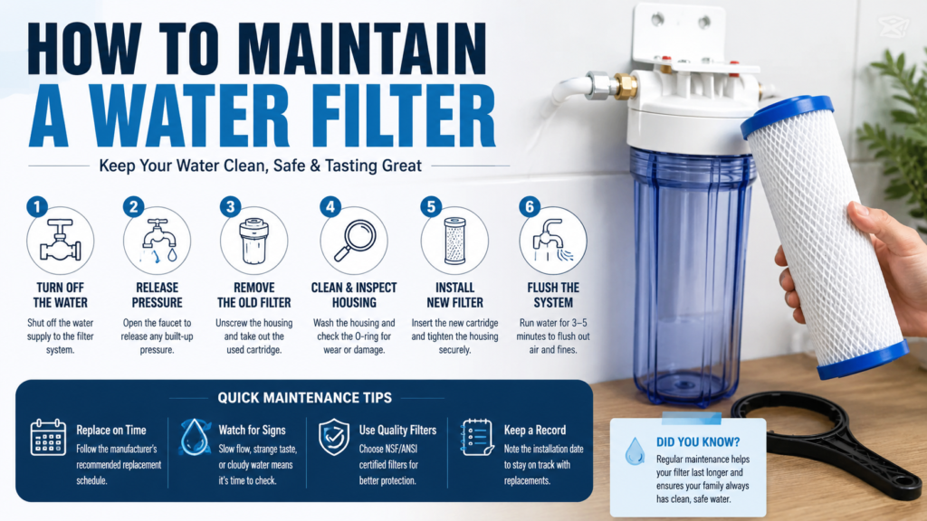How to maintain a water filter with step-by-step cleaning and replacement instructions