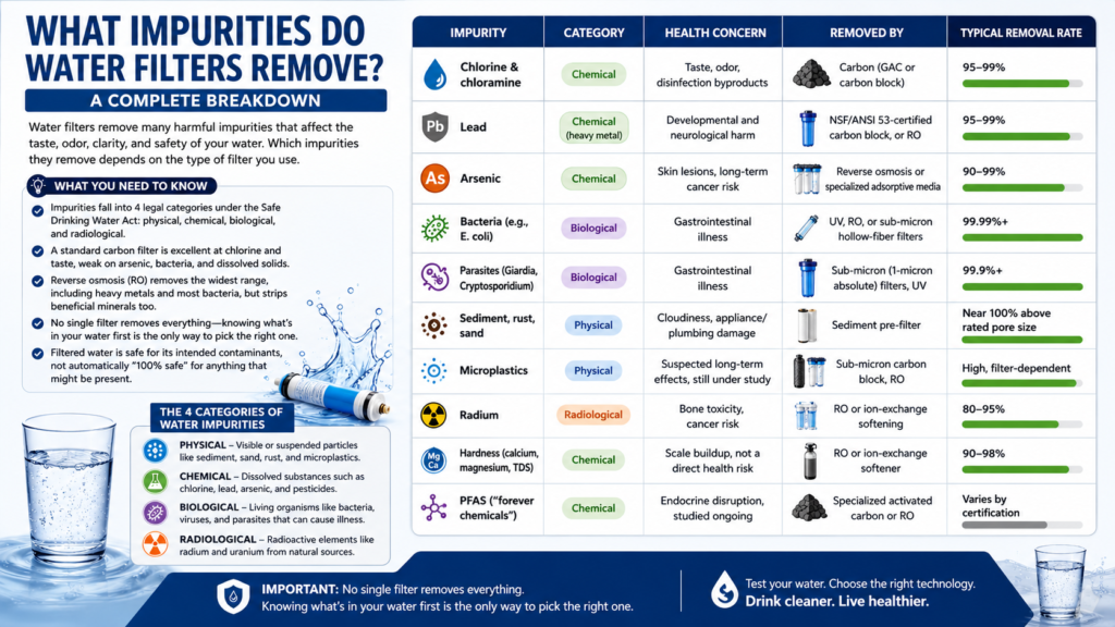 What impurities do water filters remove