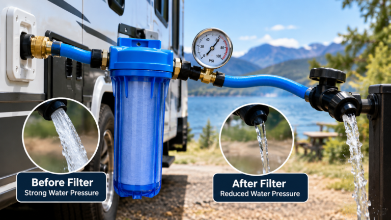 What is pressure drop in an RV water filter
