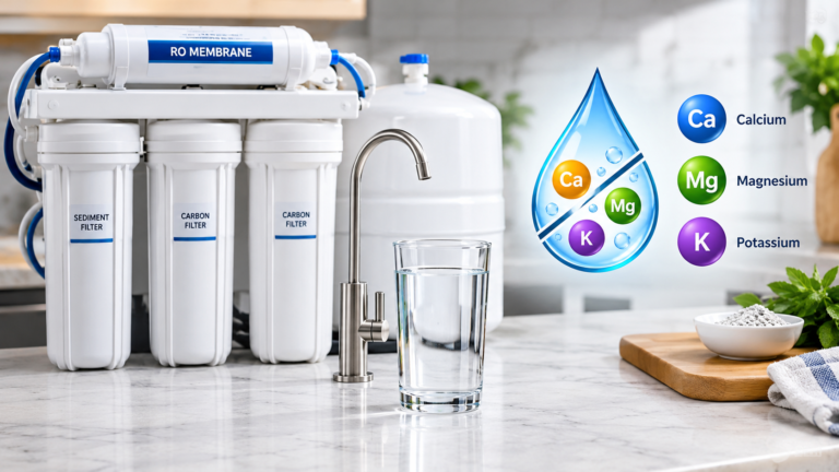 Does reverse osmosis remove essential minerals from water, including calcium and magnesium?
